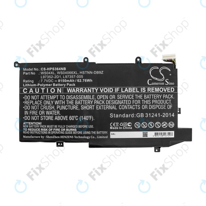 Battery for HP Spectre X360 14-EA0002NI, X360 14-EA0002NX, 8150mAh, Li-Pol, 7.7V, WS04XL, HQ