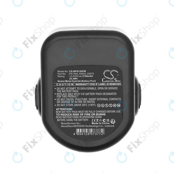 Battery for Black & Decker Cd1202, 2100mAh, Ni-MH, 12V, PS130A, HQ