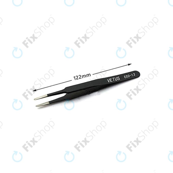 Vetus ESD-13 - Antistatic Metal Tweezer with Flat Tip (115mm)
