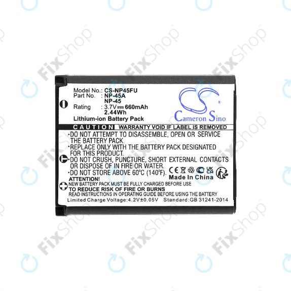 Battery for Leica, ALBA, Fujifilm, Avision, Praktica, Medion, 660mAh, Li-ion, 3.7V, NP-45, HQ
