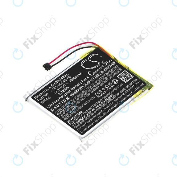 Battery for Garmin Dash Cam 20, Nuvi 3400, 1000mAh, Li-Pol, 3.7V, 361-00046-00, HQ