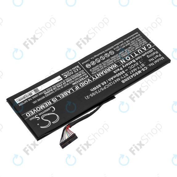 Battery for MSI GS40, GS43, MS14, 8000mAh, Li-Ion, 7.6V, BTY-M47, HQ