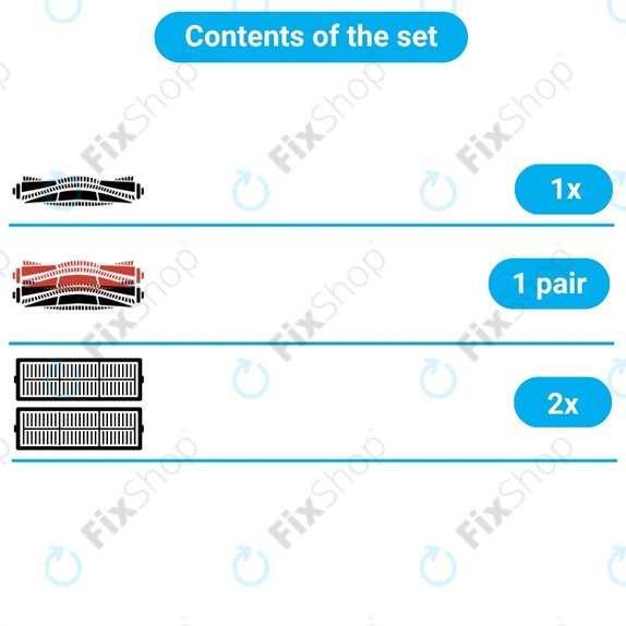 Replacement set for Bissell Crosswave 17132, 2225N, 2582N, 3551N (1x rotating brush for carpets, 1 pair of rotating brushes for various surfaces, 2x Filter)