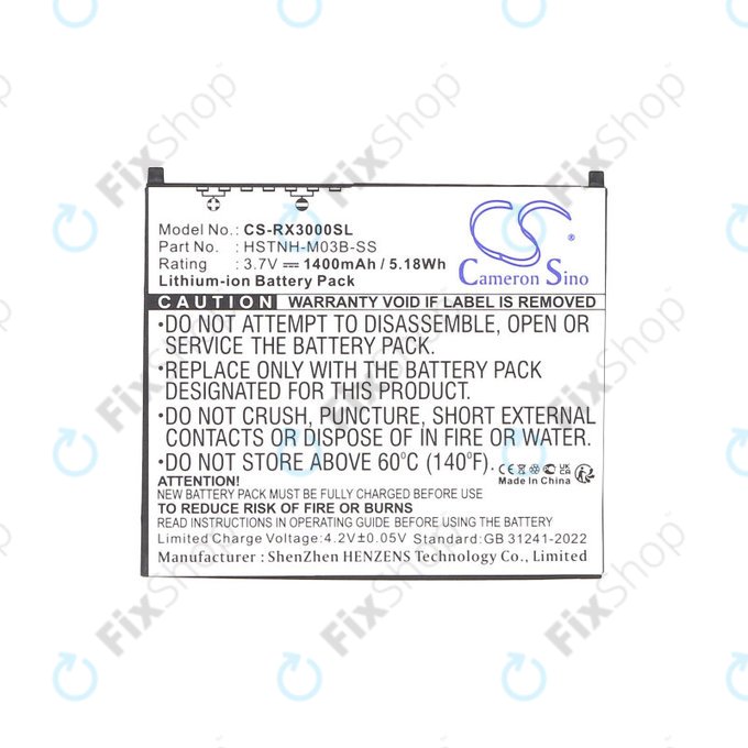 Battery for HP Compaq iPAQ rx3000, rx3115, rx3700, hx2110, hx2790, 1400mAh, Li-Ion, 3.7V, HSTNH-M03B-SS, HQ