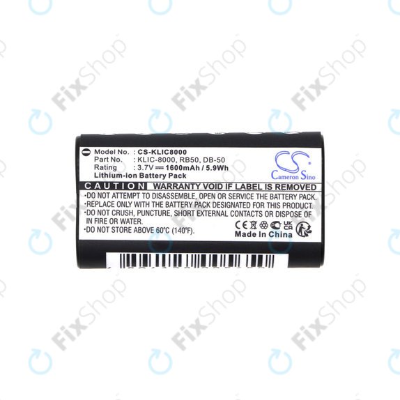 Battery for Jay-Tech Jay-Cam I4800, Kodak Easyshare Z1012, 1600mAh, Li-Ion, 3.7V, KLIC-8000, HQ