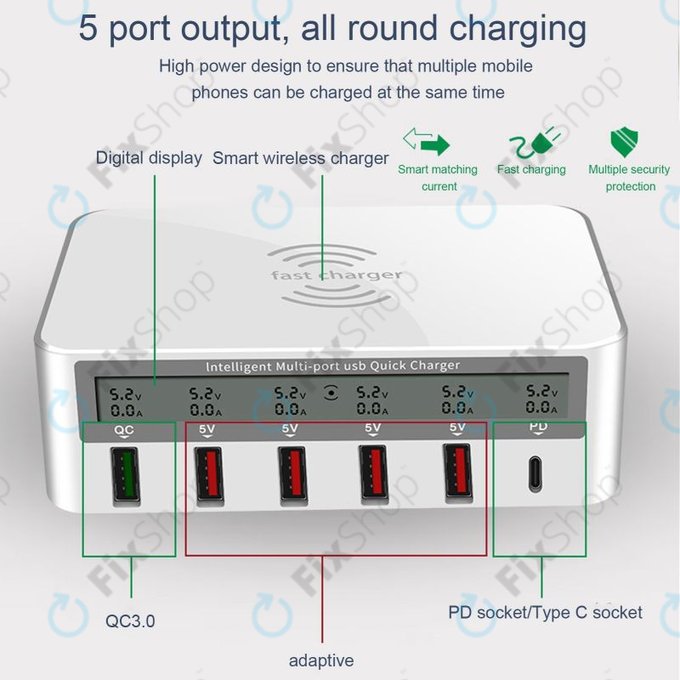 WLX-818F USB Service Charging Station with USB 3.0 and USB-C