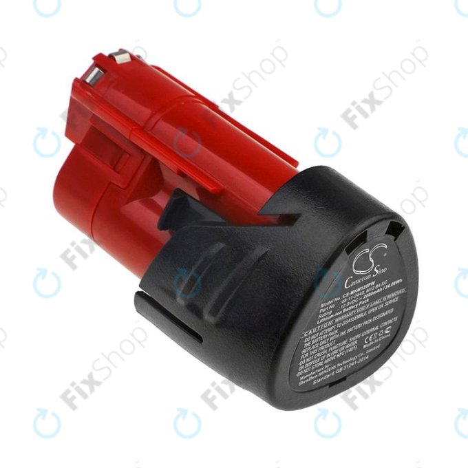 Battery for Milwaukee C12, M12, 2000mAh, Li-Ion, 12V, 48-11-2440, HQ