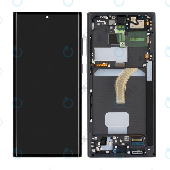 Samsung Galaxy S22 Ultra S908B - LCD Display + Touch Screen + Frame (Phantom Black) - GH82-27488A, GH82-27489A Genuine Service Pack