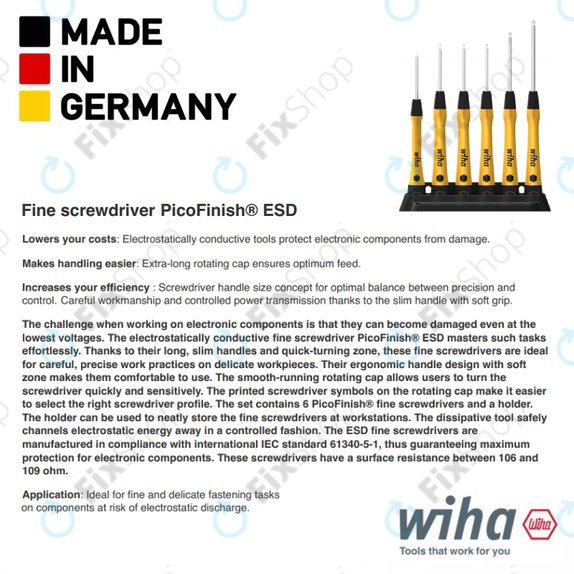 Wiha PicoFinish® ESD 271P - Precission Screwdriver - Phillips PH00 (2.0mm)