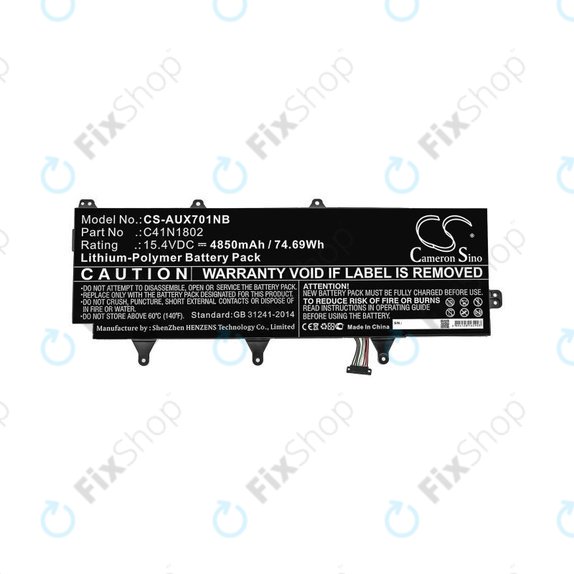 Battery for Asus Zephyrus Gx701, Rog Zephyrus S Gx701, Rog Gx701, 4850mAh, Li-Pol, 15.4V, C41N1802, HQ