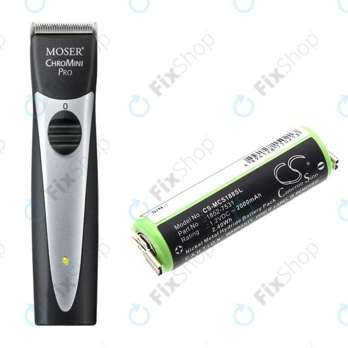 Battery for Moser Easy Style 1881, 2000mAh, Ni-MH, 1.2V, 1852-7531, HQ