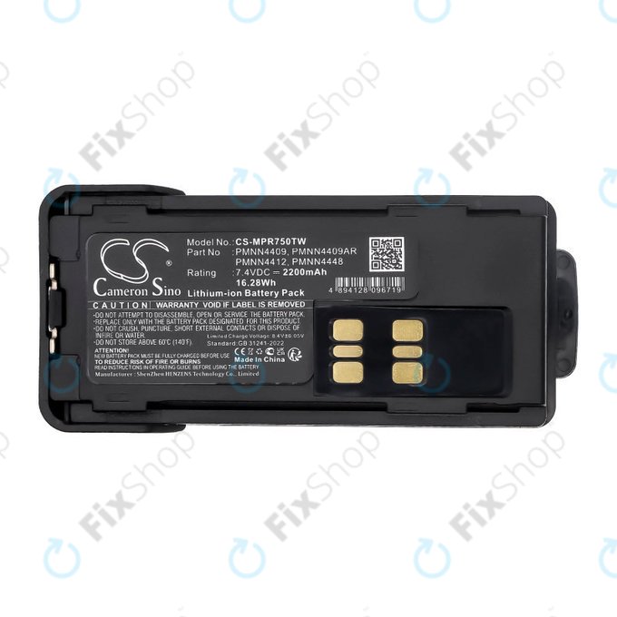 Battery for Motorola Dp2600e, Dp4000, P8608, Xpr3000, Xpr7350, 2200mAh, Li-Ion, 7.4V, PMNN4409, HQ
