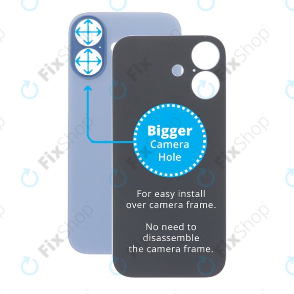 Apple iPhone 17 - Rear Housing Glass with Bigger Camera Hole (Mist Blue)