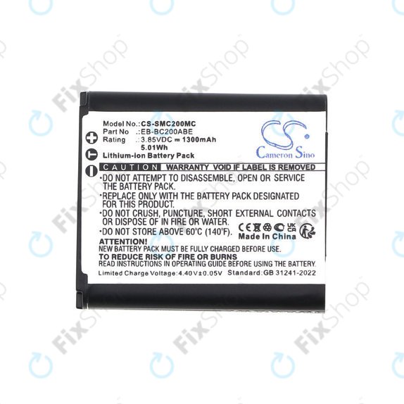 Battery for Samsung Gear 360, 1300mAh, Li-Ion, 3.85V, EB-BC200ABE, HQ