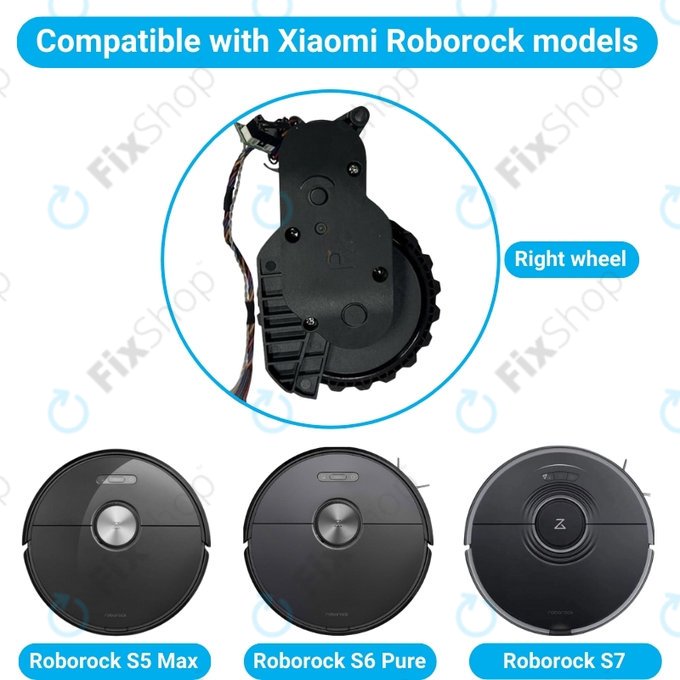 Xiaomi Roborock S5 Max, S6 Pure, S7 - Wheel with Motor (Right) (Black)