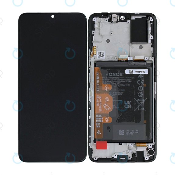 Honor X7 CMA-LX2 - LCD Display + Touch Screen + Frame + Battery (Black) - 0235ACBE Genuine Service Pack