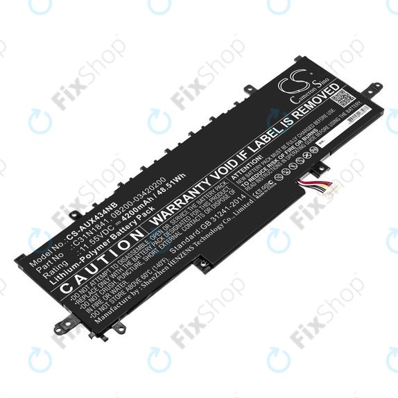 Battery for Asus ZenBook 14, Flip 14, 4200mAh, Li-Pol, 11.55V, C31N1841, HQ