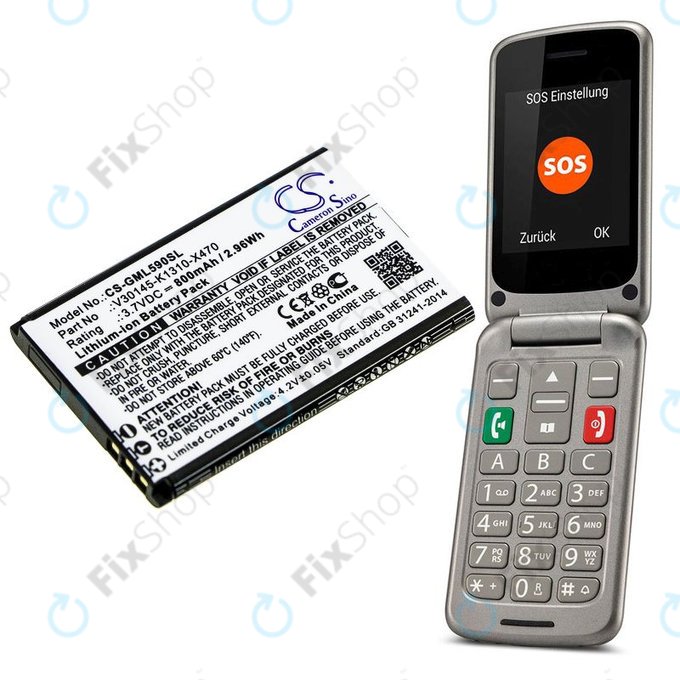 Battery for Saiet Lumina, Ready, Single, Brondi Amico Favoloso, Gigaset GI390, 590, 800mAh, Li-Ion, 3.7V, V30145-K1310-X470, HQ