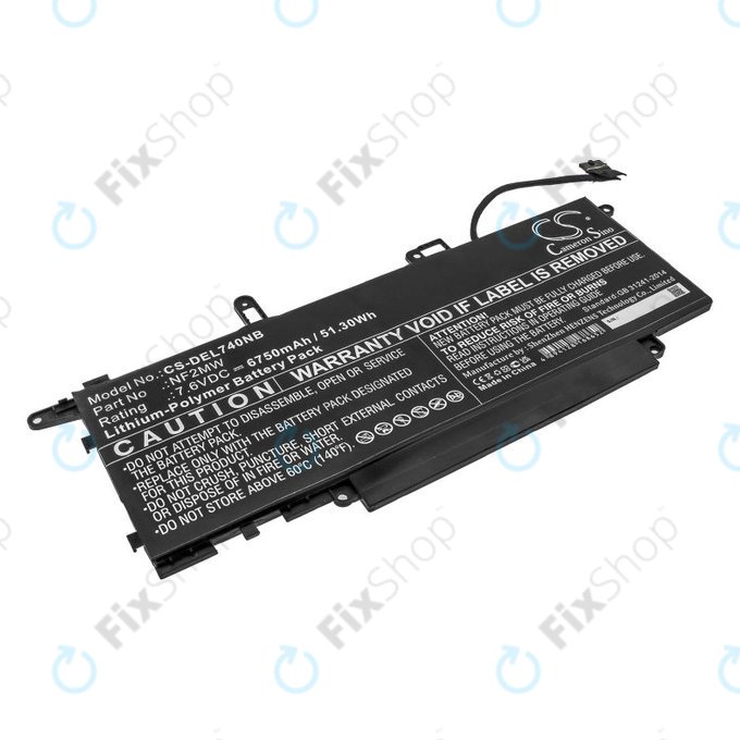 Battery for Dell Latitude 7310 2-in-1, 7400 2-in-1, 6750mAh, Li-Pol, 7.6V, NF2MW, HQ