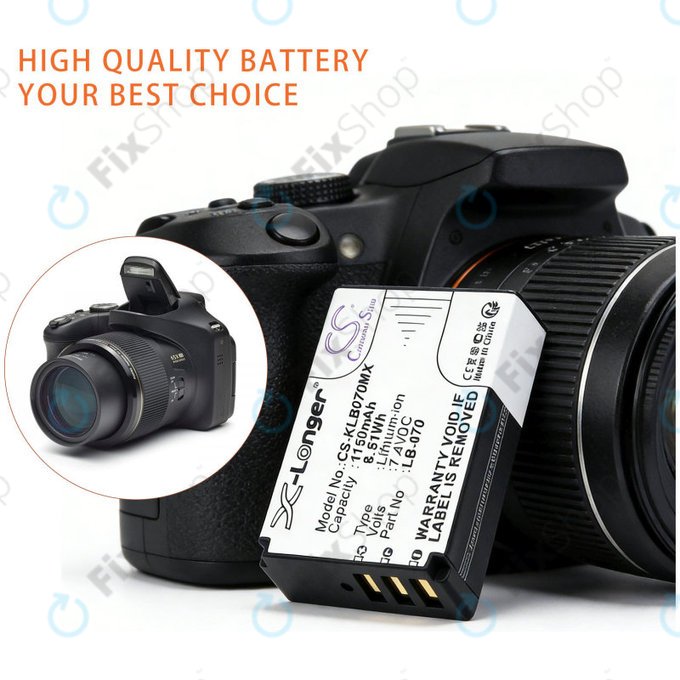 Battery for Kodak PIXPRO S1, AZ651, AZ652, AZ901, 1150mAh, Li-Ion, 7.4V, LB-070, HQ