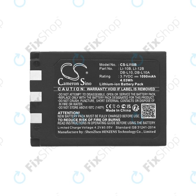 Battery for Olympus C-765 Zoom, Camedia X-3, 1090mAh, Li-Ion, 3.7V, Li-10B, HQ