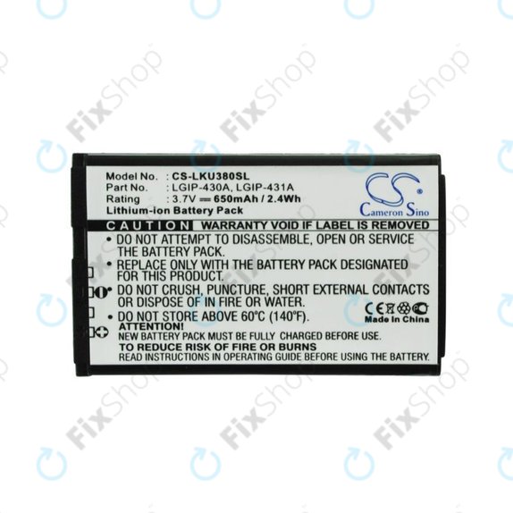 Battery for LG 230 Nite, 650mAh, Li-Ion, 3.7V, LGIP-430A, HQ