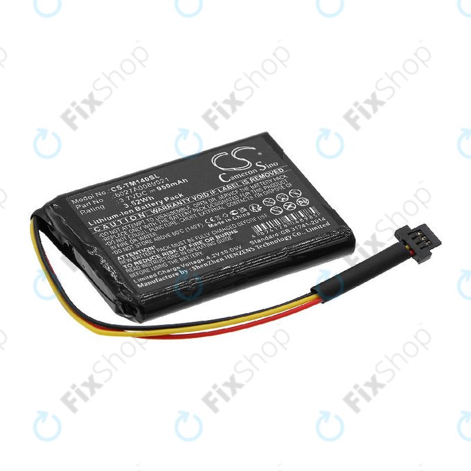 Battery for TomTom One 140, Go 500, 950mAh, Li-ion, 3.7V, P2, HQ