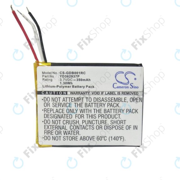 Battery for GoPro Wifi Remote, 350mAh, Li-Pol, 3.7V, YD362937P, HQ