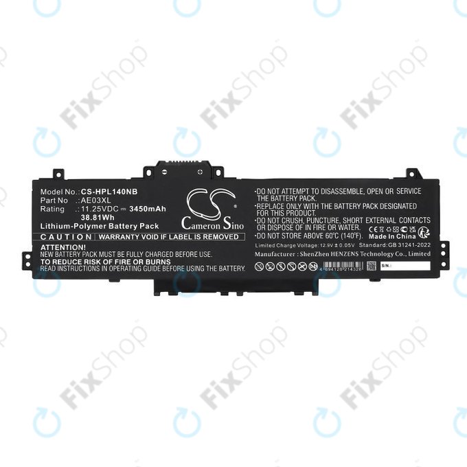 Battery for HP 14, 15, 3450mAh, Li-Pol, 11.25V, AE03XL, HQ