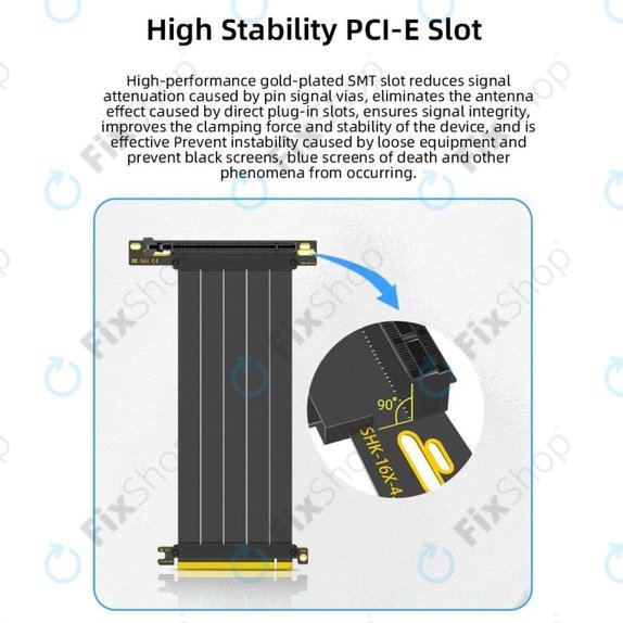 PCIe 4.0 x16 riser cable for graphics card, 20cm, black