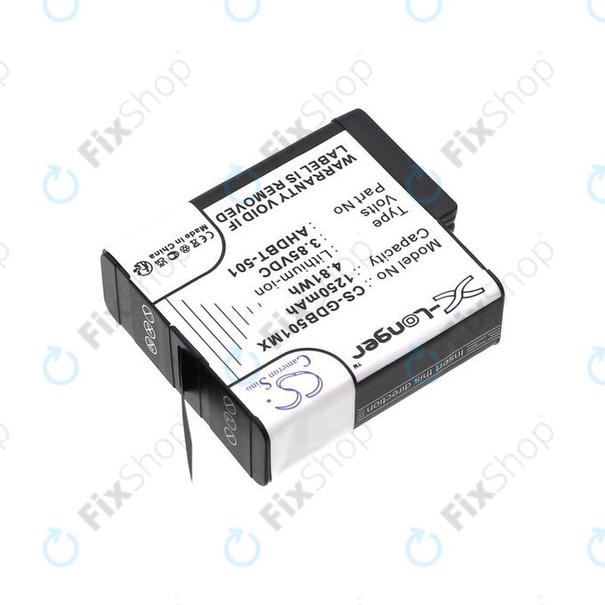 Battery for Gopro Hero 8, Hero 6, 1250mAh, Li-Ion, 3.85V, AHDBT-501, HQ