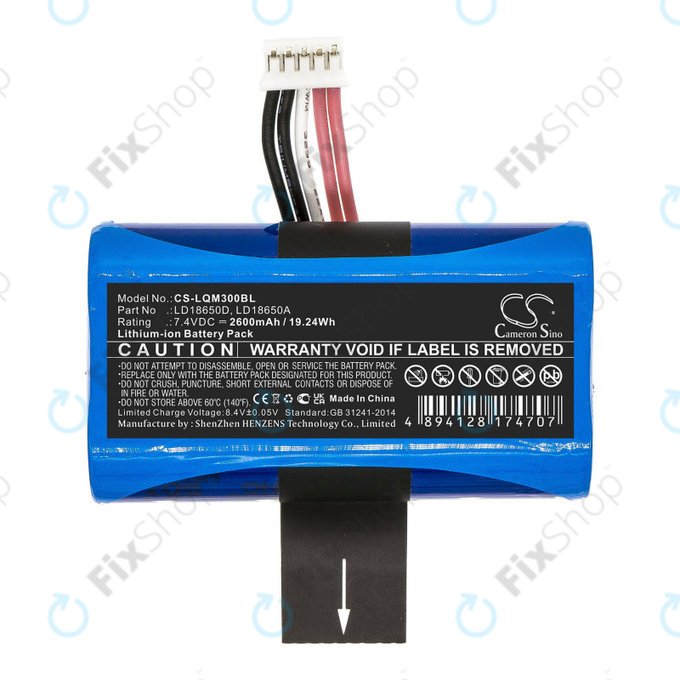 Battery for Ingenico Apos A8, 2600mAh, Li-Ion, 7.4V, LD18650D, HQ