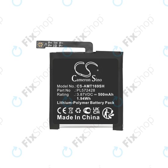 Battery for Amazfit T-Rex 2, A2169, A2170, 500mAh, Li-Pol, 3.87V, PL572428, HQ