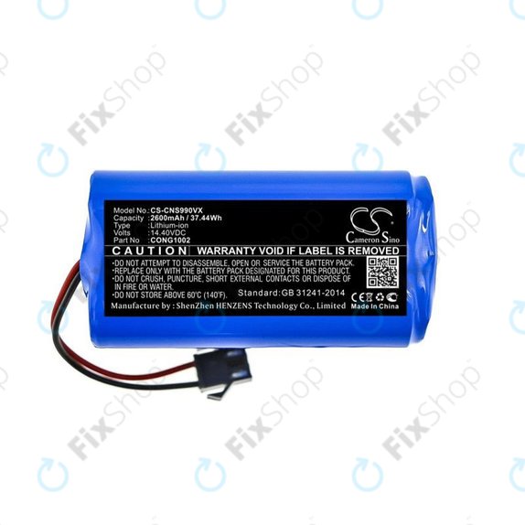 Cecotec Conga 900, 1000, 2000, 5000-series, Excellence 990, Mamibot ExVac 600, 800-series, Neatsvor X500 - Battery CONG1002 Li-Ion 14.4V 2600mAh HQ