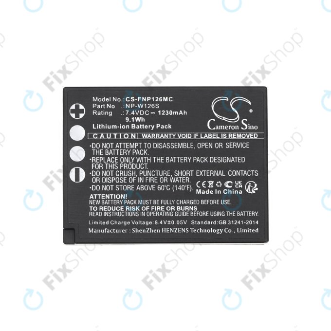 Battery for Fujifilm Finepix Hs30, X-T30, 1230mAh, Li-Ion, 7.4V, NP-W126S, HQ