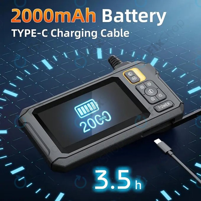 Industrial endoscope camera with 4.3" IPS display, 10m