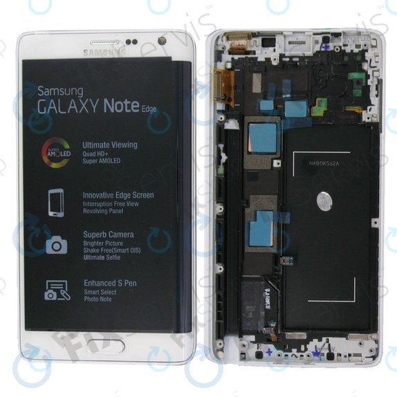 Samsung Galaxy Note Edge N915FY - LCD Display + Touch Screen + Frame (White) - GH97-16636B Genuine Service Pack