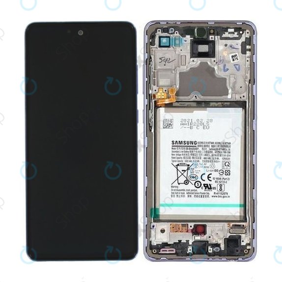 Samsung Galaxy A72 A725F, A726B - LCD Display + Touch Screen + Frame + Battery (Awesome Violet) - GH82-25541C, GH82-25542C Genuine Service Pack