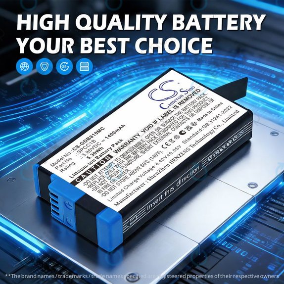 Battery for GoPro Max, Max 360, Acbat-001, 1400mAh, Li-Ion, 3.85V, SPCC1B, HQ