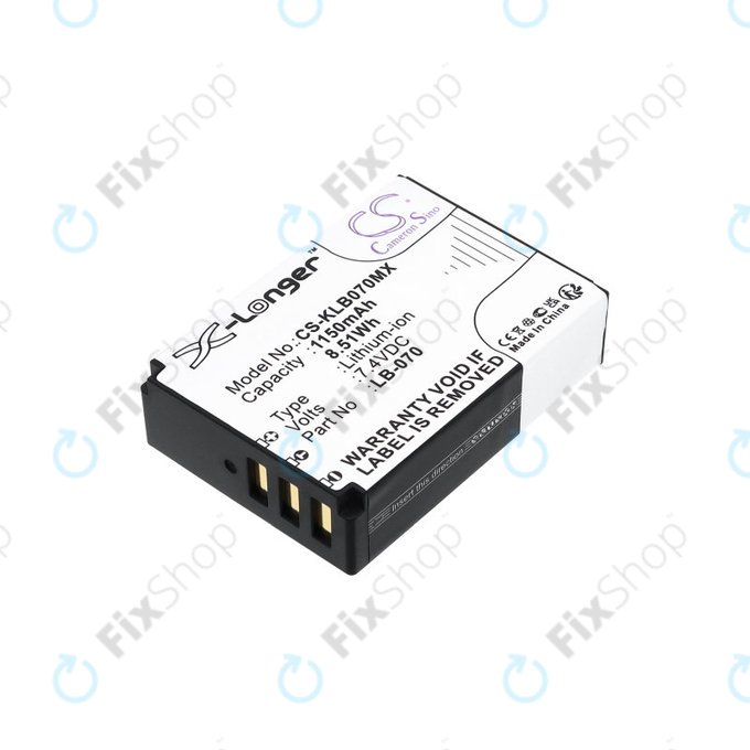 Battery for Kodak PIXPRO S1, AZ651, AZ652, AZ901, 1150mAh, Li-Ion, 7.4V, LB-070, HQ