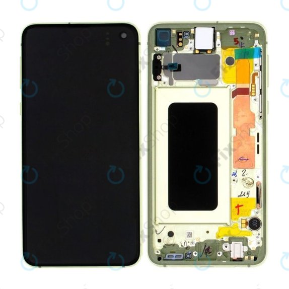 Samsung Galaxy S10e G970F - LCD Display + Touch Screen + Frame (Canary Yellow) - GH82-18852G, GH82-18836G Genuine Service Pack