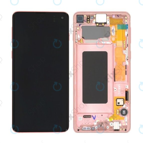 Samsung Galaxy S10 G973F - LCD Display + Touch Screen + Frame (Pink Gold) - GH82-18850D Genuine Service Pack