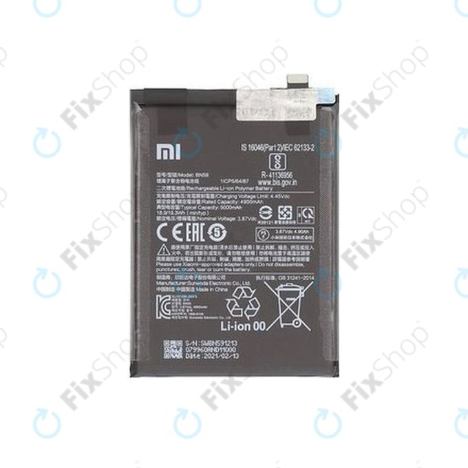 Xiaomi Redmi Note 10, Note 10S M2101K7BG M2101K7BI - Battery BN59 5000mAh - 46020000645Z Genuine Service Pack