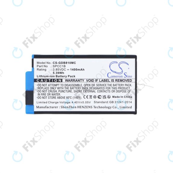 Battery for GoPro Max, Max 360, Acbat-001, 1400mAh, Li-Ion, 3.85V, SPCC1B, HQ