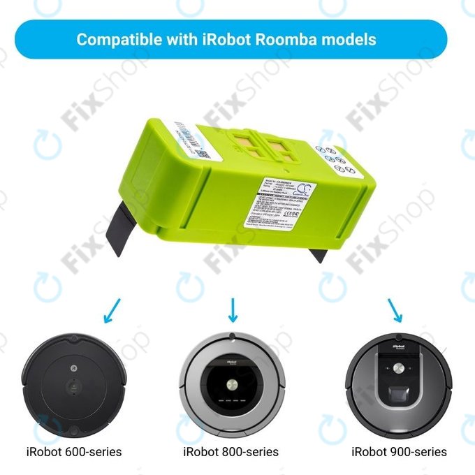 iRobot Roomba 600, 800, 900-series - Battery 4502233, 4374392, 2130LI Li-Ion 14.4V 4000mAh HQ