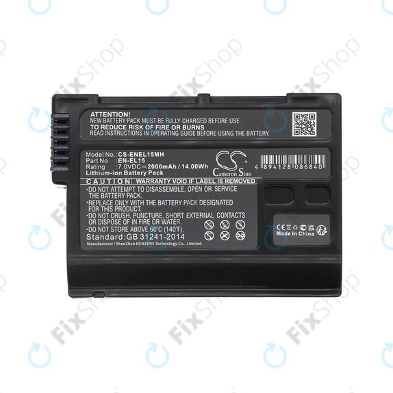 Battery for Nikon D7000, D500, D600, D7200, D7500, Z5, Z6, EN-EL15, Li-ion, 7V, 2000mAh, HQ