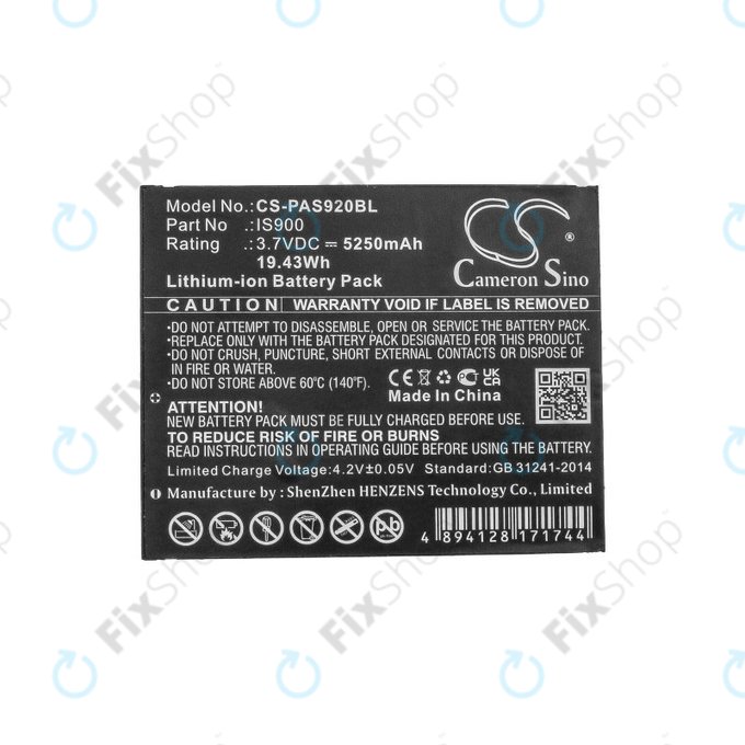 Battery for Pax A920, A920c, 5250mAh, Li-Ion, 3.7V, IS900, HQ