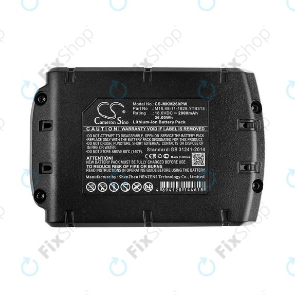 Battery for Milwaukee, Atlas Copco, Berner, 2000mAh, Li-Ion, 18V, M18, HQ