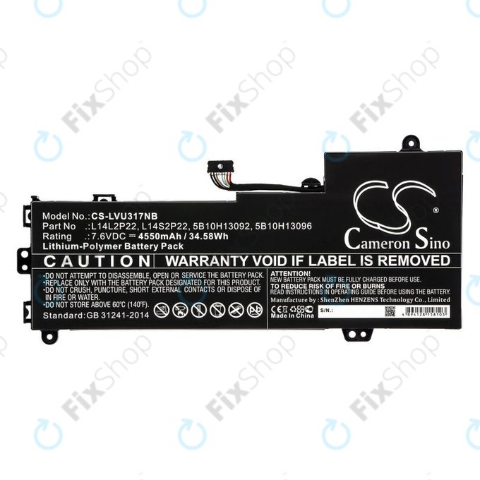 Battery for Lenovo E31-80, Ideapad 510s-13, 4550mAh, Li-Pol, 7.6V, 5B10H13092, HQ