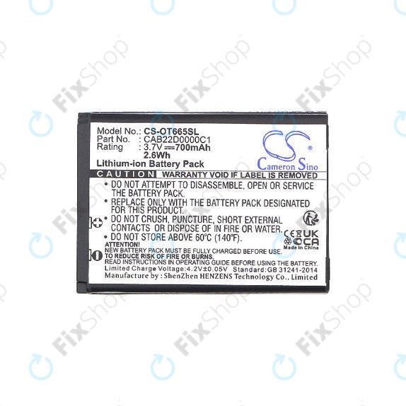 Battery for Alcatel One Touch 2010D, 700mAh, Li-ion, 3.7V, CAB22D0000C1, HQ